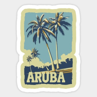 A Vintage Travel Illustration of Aruba Sticker